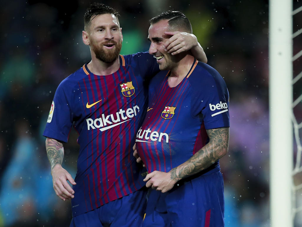 Messi (l.) stand zum 600. Mal für Barcelona auf dem Rasen