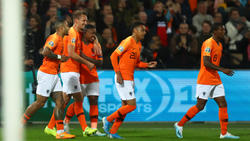Die Niederländer feiern den 3:1-Sieg daheim gegen Nordirland