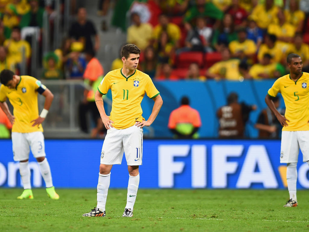 Nach dem verlorenen Spiel um Platz 3 lassen die Brasilianer ihre Köpfe frustriert hängen