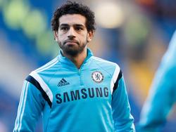 Mohamed Salah bereidt zich voor op de FA Cup-wedstrijd van Chelsea tegen Bradford City. (24-01-2015)