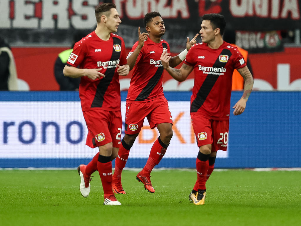 Leon Bailey und Bayer Leverkusen haben derzeit viel Grund zum Jubeln Leon Bailey und Bayer Leverkusen haben derzeit viel Grund zum Jubeln