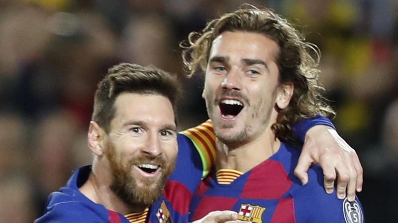 Ließen sich in Madrid von den Schmähungen nicht den Torjubel verderben: Barcelonas Torschütze Lionel Messi (l.) mit Antoine Griezmann