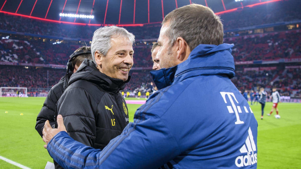 Favre (l.) und Flick - hier ein Bild aus dem Hinspiel - treffen am Dienstagabend erneut aufeinander Favre (l.) und Flick - hier ein Bild aus dem Hinspiel - treffen am Dienstagabend erneut aufeinander