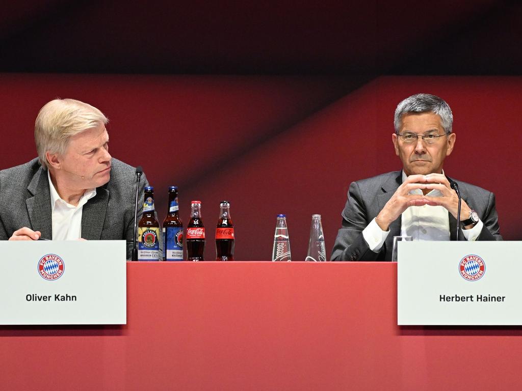 Bayern-Führungsduo: Vorstandsboss Oliver Kahn, (l) und Vereinspräsident Herbert Hainer