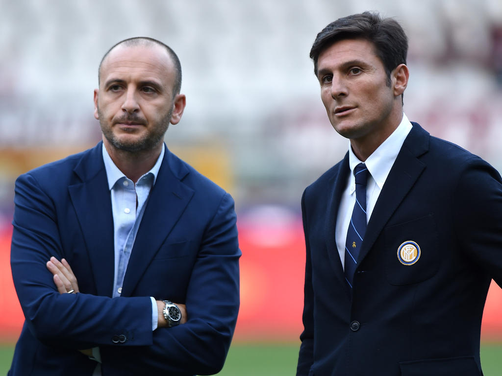 Inters Sportdirektor Piero Ausilio (l.) mit Vizepräsident Javier Zanetti