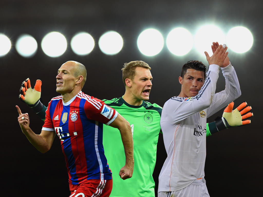 Wer wird Europas Bester: Arjen Robben, Manuel Neuer oder Cristiano Ronaldo (v.l.n.r.)?