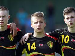 Dylan Seys voorafgaand aan de interland van België u18 tegen Tsjechië tijdens de Slovakia Cup. (02-05-2014)