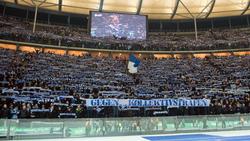 Hertha-Fans bringen beim Heimspiel gegen RB Leipzig ihren Unmut zum Ausdruck