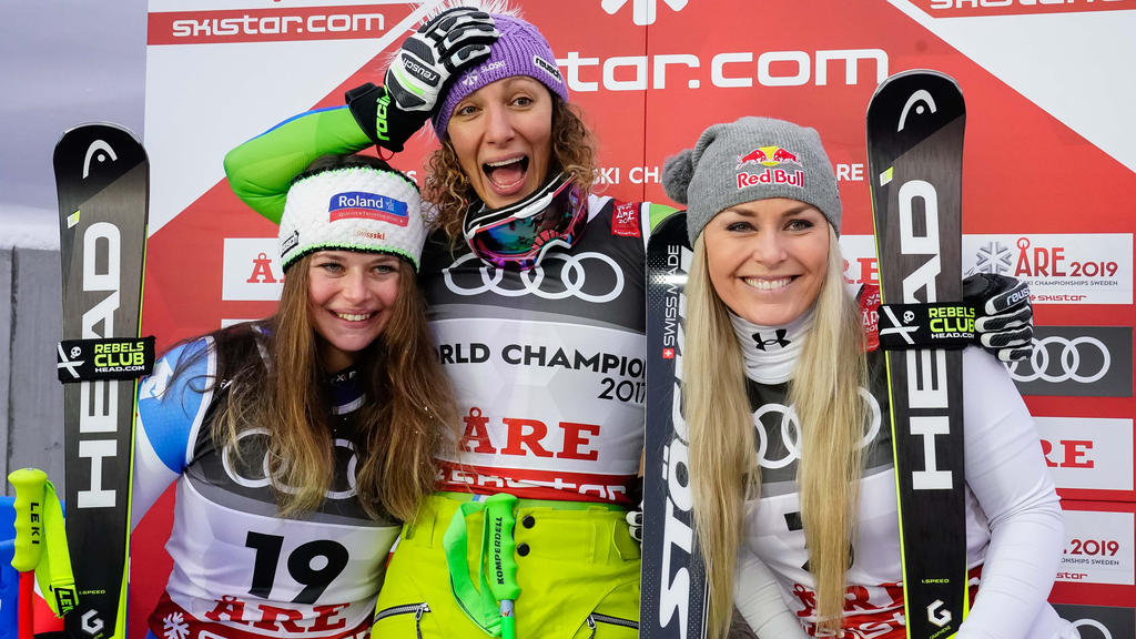 Lindsey Vonn (r.) eroberte in Are tatsächlich noch einmal das Podest Lindsey Vonn (r.) eroberte in Are tatsächlich noch einmal das Podest