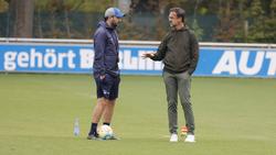 Sportboss Fredi Bobic (r.) und Trainer Sandro Schwarz von Hertha BSC