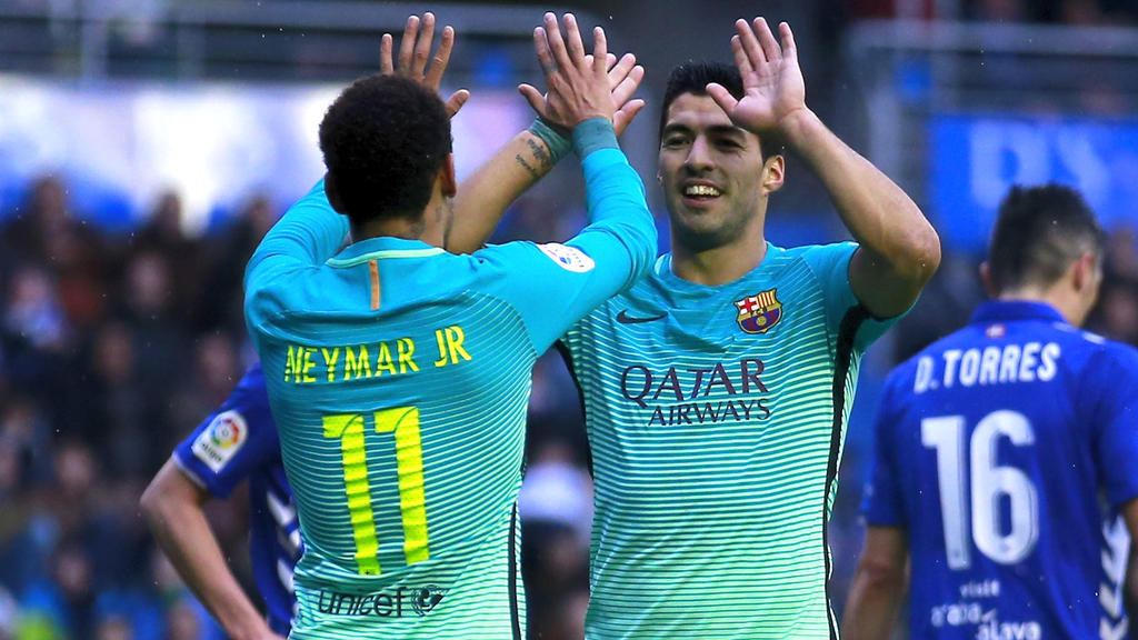 Neymar und Suárez (r.) stürmten schon in Barcelona gemeinsam