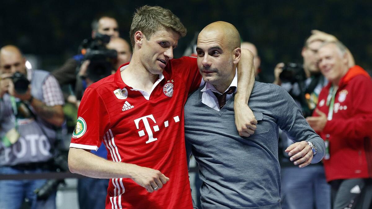 Thomas Müller chơi dưới thời Pep Guardiola trong ba năm