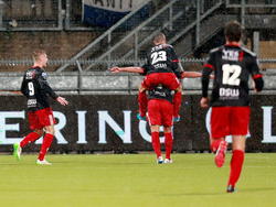 De spelers van Excelsior juichen na de 0-1 van Ninos Gouriye tijdens het bekerduel met Roda JC Kerkrade. (28-01-2015)