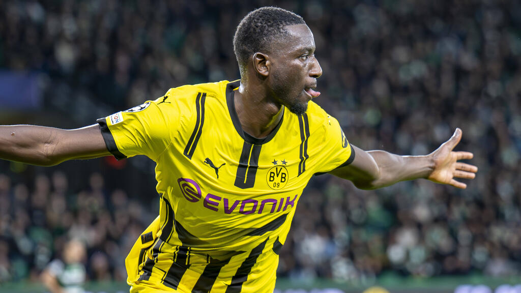 Serhou Guirassy bejubelt seinen zehnten Treffer in dieser Champions-League-Saison Serhou Guirassy bejubelt seinen zehnten Treffer in dieser Champions-League-Saison