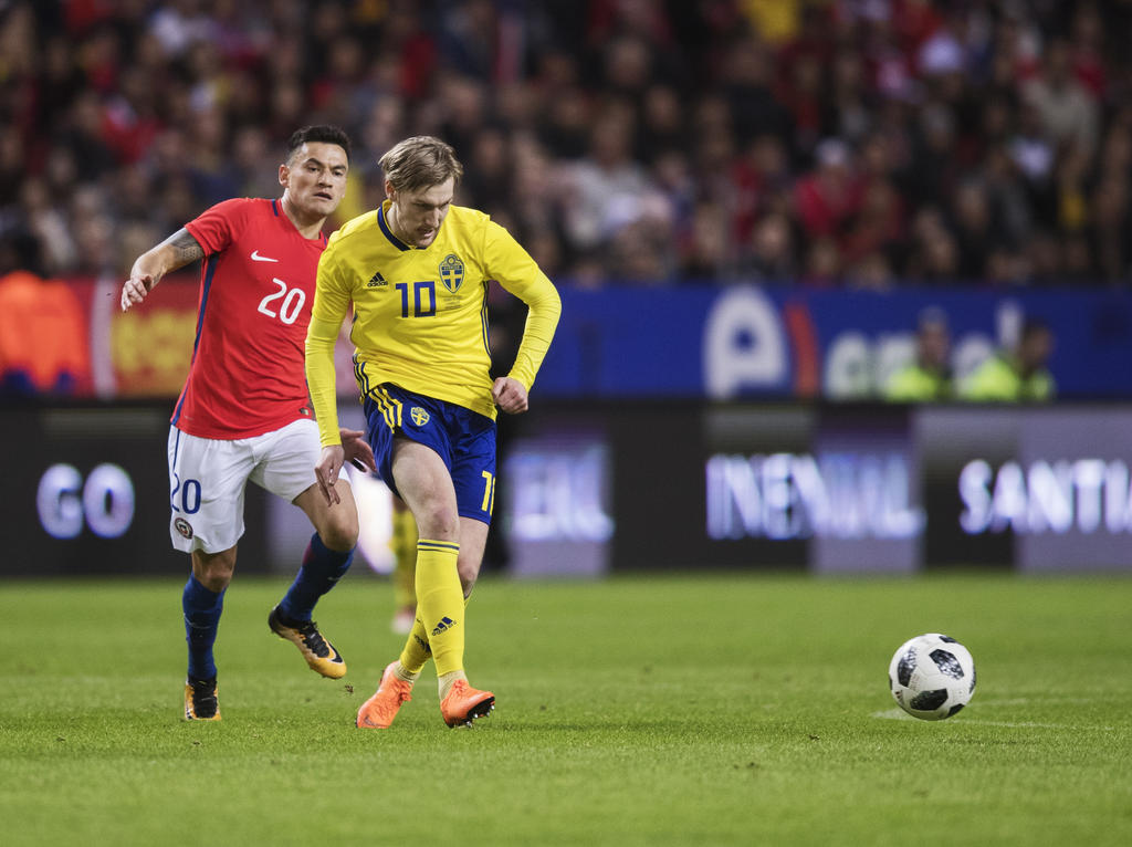 Emil Forsberg musste sich mit Schweden gegen Chile geschlagen geben