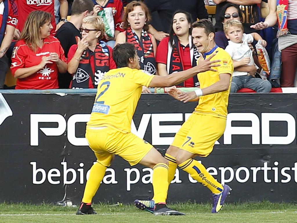 David Rodríguez celebra un tanto en su primera temporada con el Alcorcón. (Foto: Imago)
