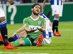 Anass Achahbar baalt van een gemiste kans tegen sc Heerenveen. (27-08-2016)