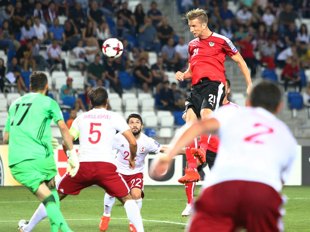 Janko marcó de cabeza el segundo gol de Austria en Georgia. (Foto: Getty)