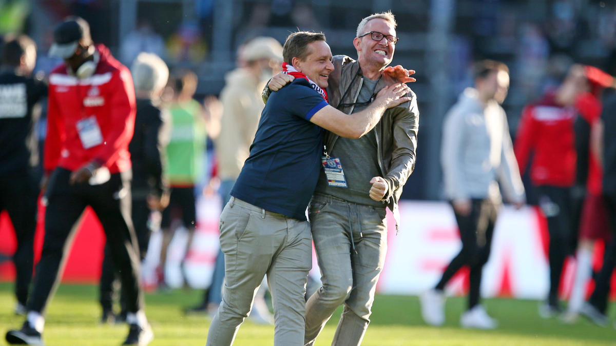 Hier noch vereint: Tags drauf trennten sich die Wege von Horst Heldt (l.) und Alexander Wehrle
