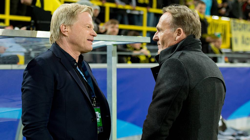 Bayerns Vorstandsvorsitzender Oliver Kahn und BVB-Boss Hans-Joachim Watzke (r.) Bayerns Vorstandsvorsitzender Oliver Kahn und BVB-Boss Hans-Joachim Watzke (r.)
