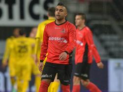 Serhat Koç baalt als speler van Helmond Sport na een doelpunt van VVV-Venlo (17-01-2014)