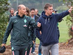 Baumann (r.) im Zwiegespräch mit Skripnik