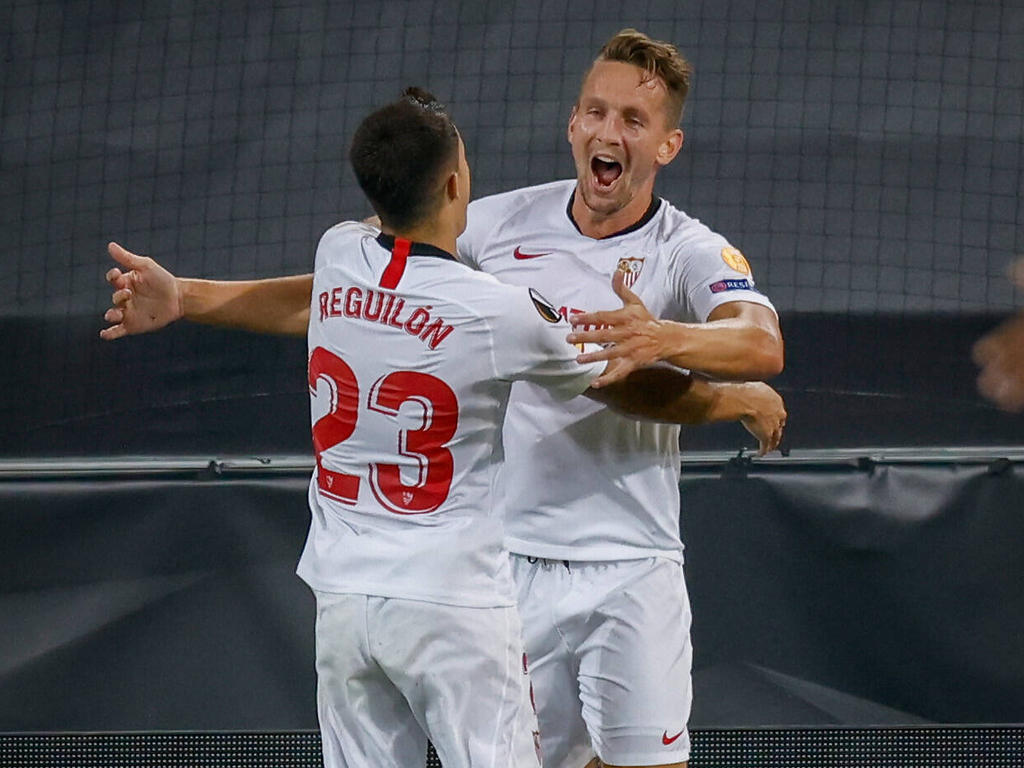 Der Sevilla feiert den Einzug ins Finale der Europa League