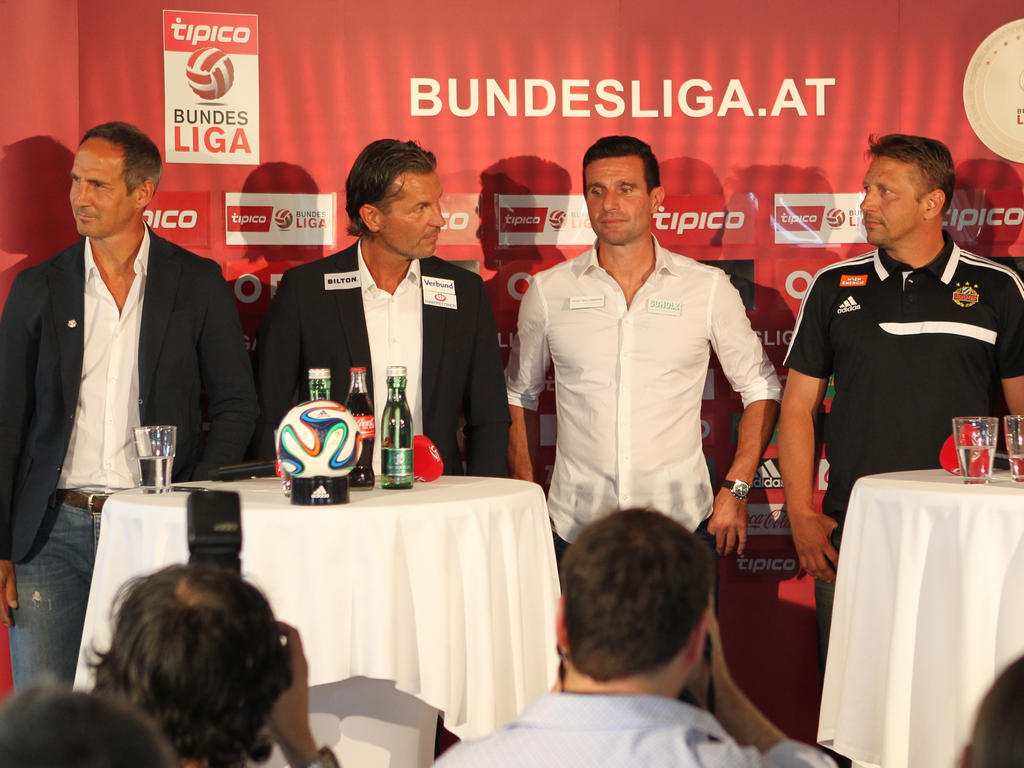 Die Trainer der österreichischen Topvereine bei der Kick-Off-Veranstaltung
