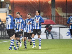 FC Eindhoven viert de 2-0 tijdens het competitieduel met NEC Nijmegen. (16-01-2015)