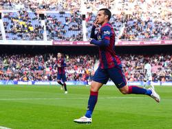 FC Barcelonas Pedro bejubelt einen Treffer