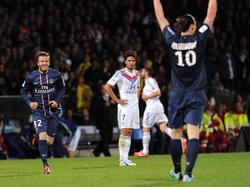 Beckham y Zlatan celebran un tanto en su etapa en el PSG. (Foto: Getty)