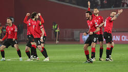 Die georgischen Spieler feiern den Playoff-Erfolg gegen Griechenland
