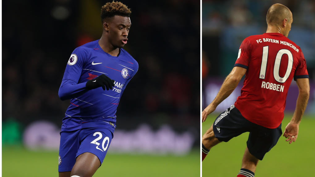 Callum Hudson-Odoi (l.) soll Arjen Robben beim FC Bayern beerben Callum Hudson-Odoi (l.) soll Arjen Robben beim FC Bayern beerben