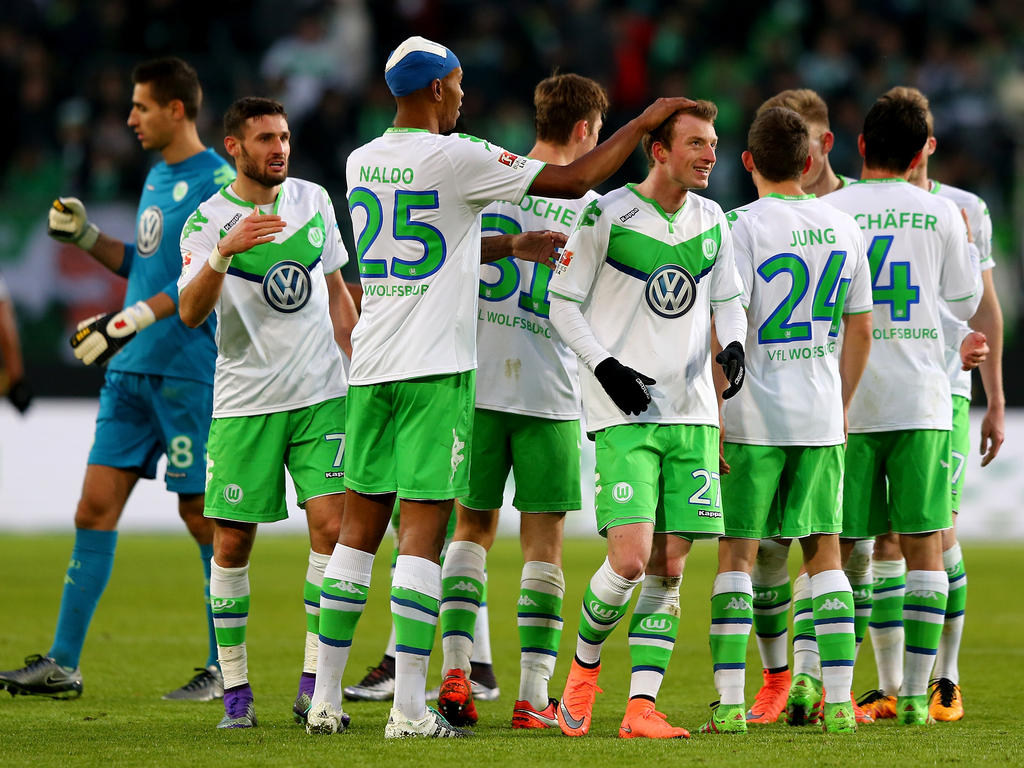 Erlösender Heimsieg: Wolfsburgs Spieler nach dem 2:0 gegen Ingolstadt