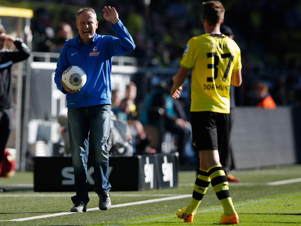 SCF-Coach Streich (l.) will in Dortmund bestehen