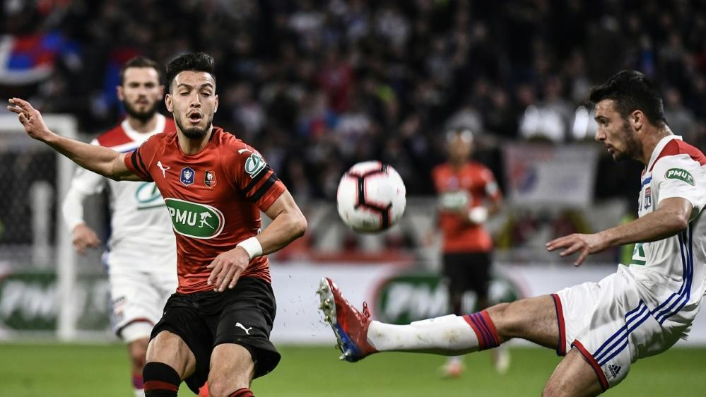 Ramy Bensebaini (l.) erzielte den Siegtreffer für Rennes Ramy Bensebaini (l.) erzielte den Siegtreffer für Rennes