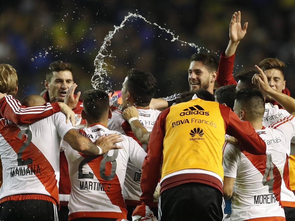 River festejando su última victoria ante Boca (Foto: Imago)