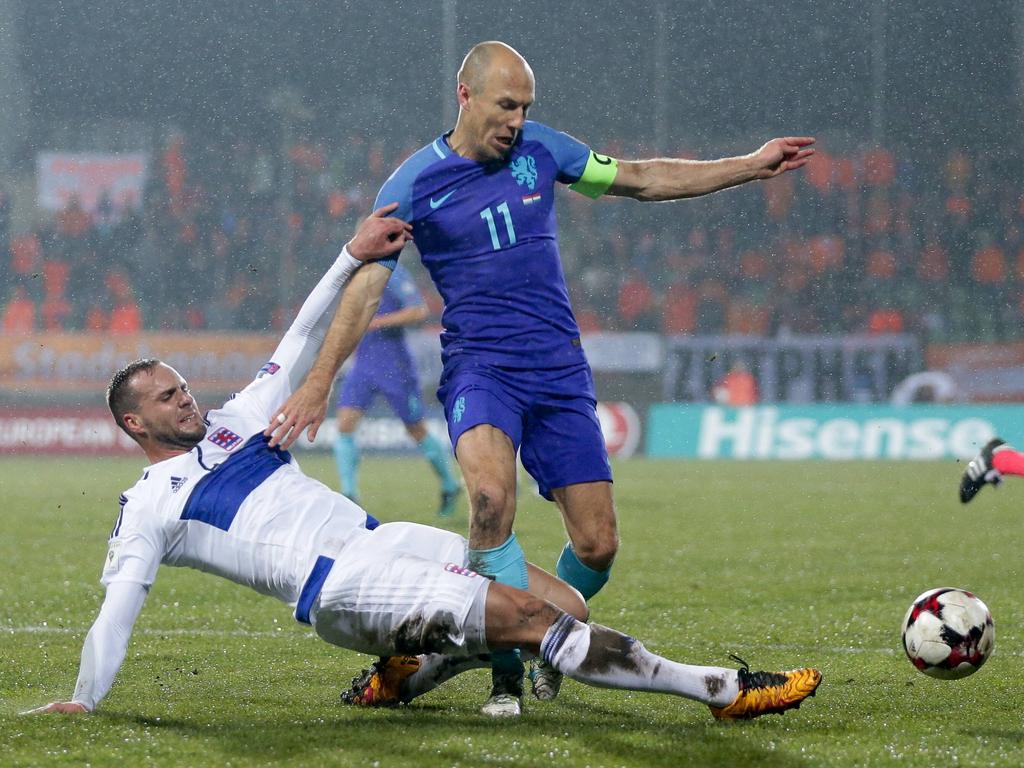 Arjen Robben traf im WM-Qualifikationsspiel für die Niederlande