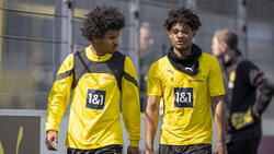 Karim Adeyemi a(l.) und Julian Duranville arbeiten beim BVB am Comeback