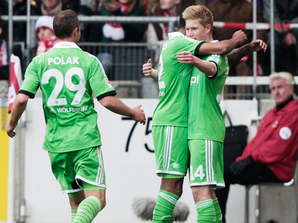 Kevin de Bruyne (r.) brachte den VfL Wolfsburg in Führung Kevin de Bruyne (r.) brachte den VfL Wolfsburg in Führung