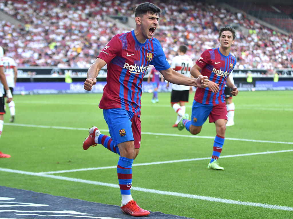 Yusuf Demir jubelt über seinen ersten Treffer für Barcelona