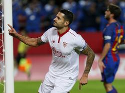 Vitolo celebra un gol en liga frente al FC Barcelona. (Foto: Imago)
