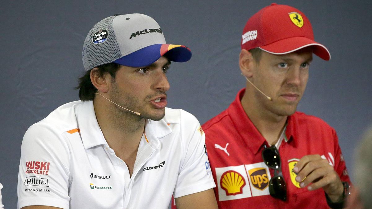 Carlos Sainz (l.) folgt auf Sebastian Vettel bei Ferrari Carlos Sainz (l.) folgt auf Sebastian Vettel bei Ferrari