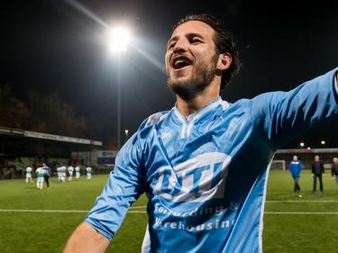Jordao Pattinama is na afloop van het bekerduel FC Dordrecht - vv Capelle in extase. (27-10-2015)