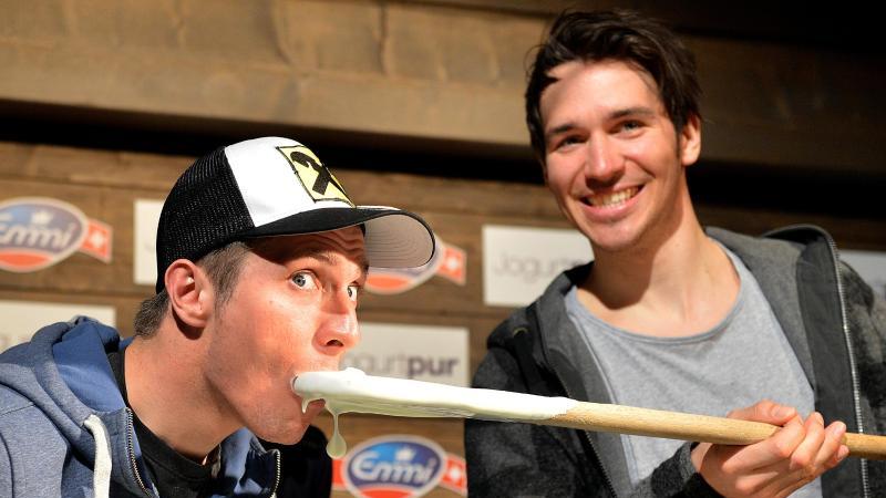 Marcel Hirscher (l.) und Felix Neureuther hatten beim Ski-Weltcup ihren Spaß Marcel Hirscher (l.) und Felix Neureuther hatten beim Ski-Weltcup ihren Spaß