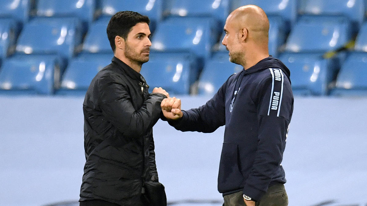 Arteta (l.) und Guardiola (r.) sind gut befreundet