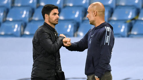 Arteta (l.) und Guardiola (r.) sind gut befreundet