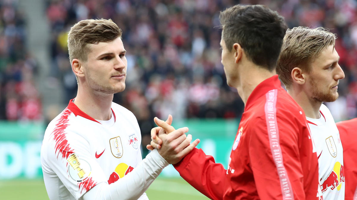 Timo Werner (l.) trifft am Samstagabend auf Robert Lewandowski Timo Werner (l.) trifft am Samstagabend auf Robert Lewandowski