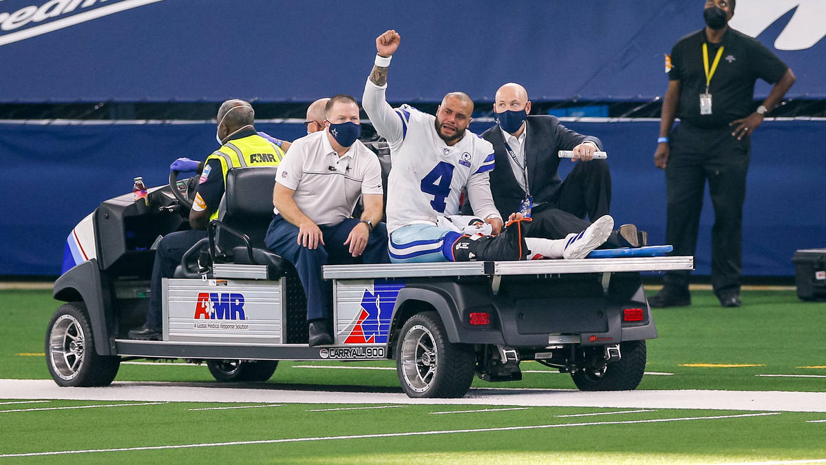 Dak Prescott von den Dallas Cowboys verletzte sich schwer Dak Prescott von den Dallas Cowboys verletzte sich schwer