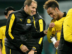 Tuchel (l.) schiebt einem möglichen Wechsel von Aubameyang einen Riegel vor